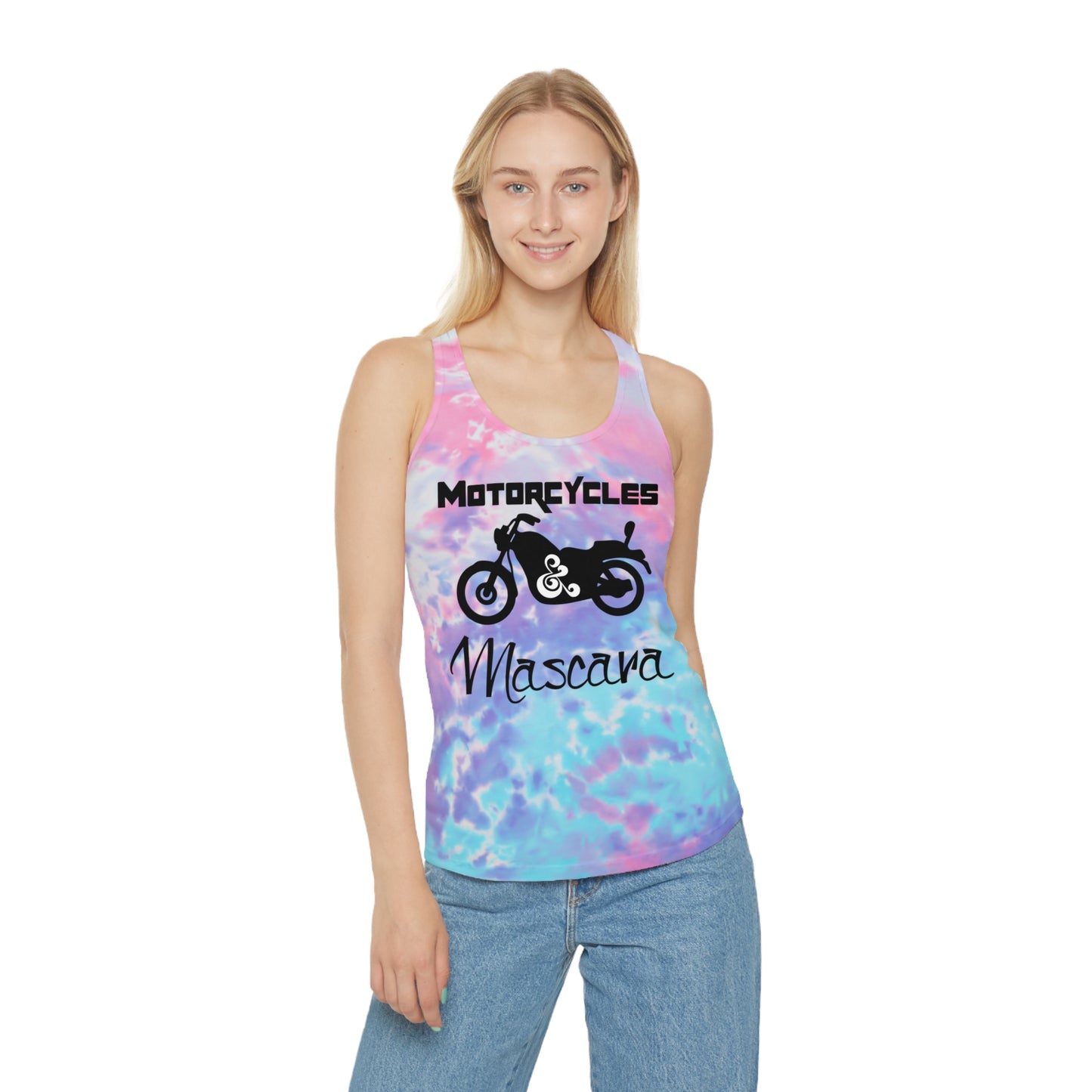 Motorcycles & Mascara Tie Dye Racerback Tank Top