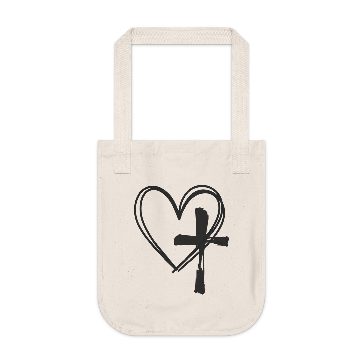 Heart & Cross Canvas Tote Bag